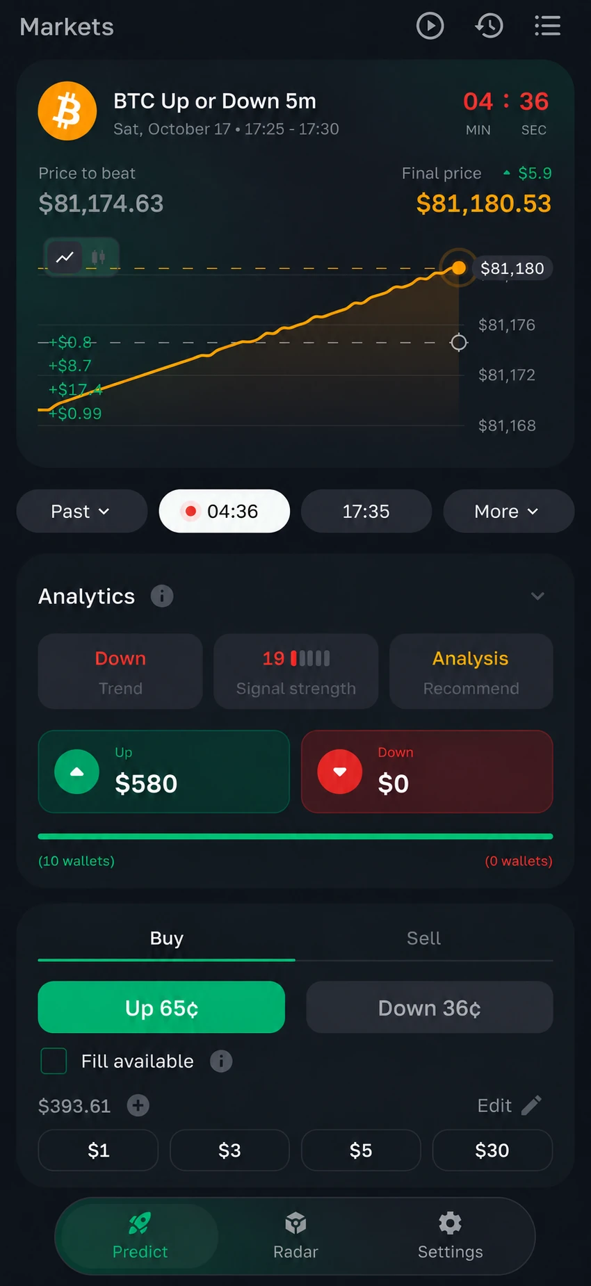 Polymarket terminal interface preview
